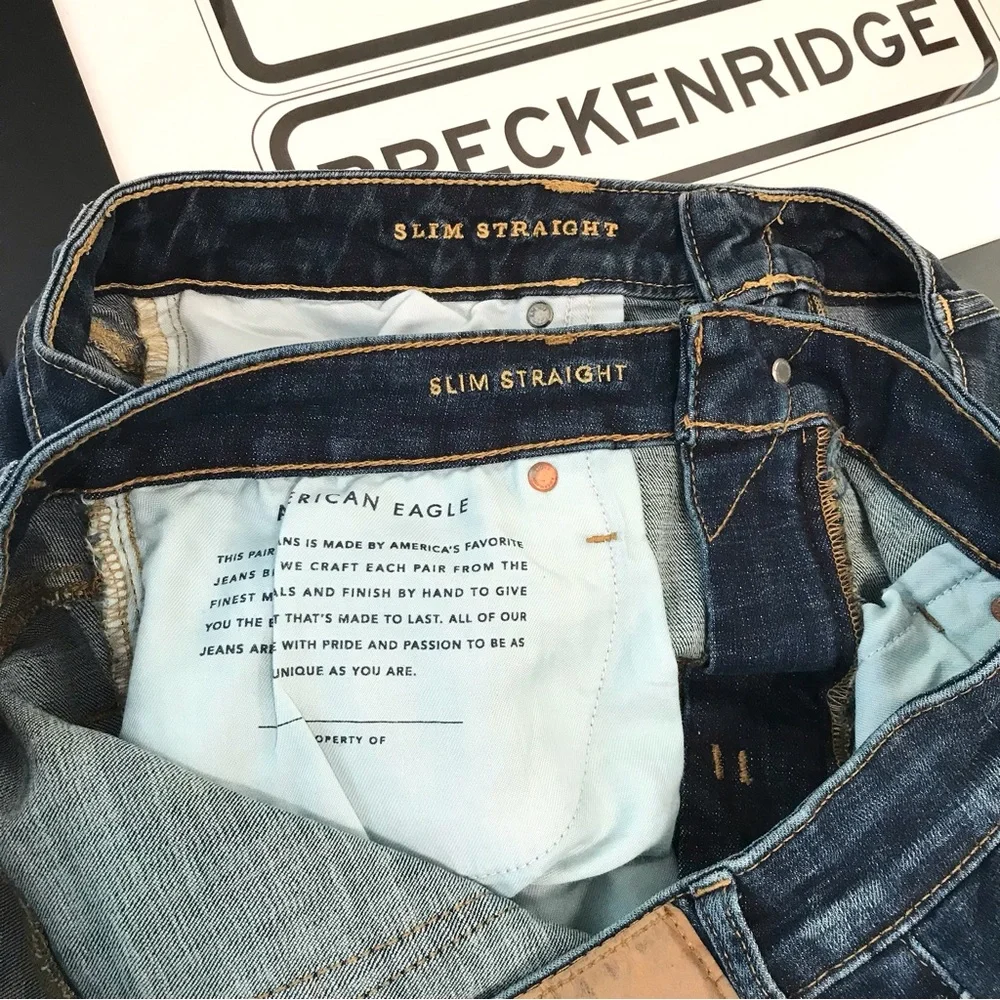NWT Two Pair American Eagle Slim Straight Jeans 34x32
